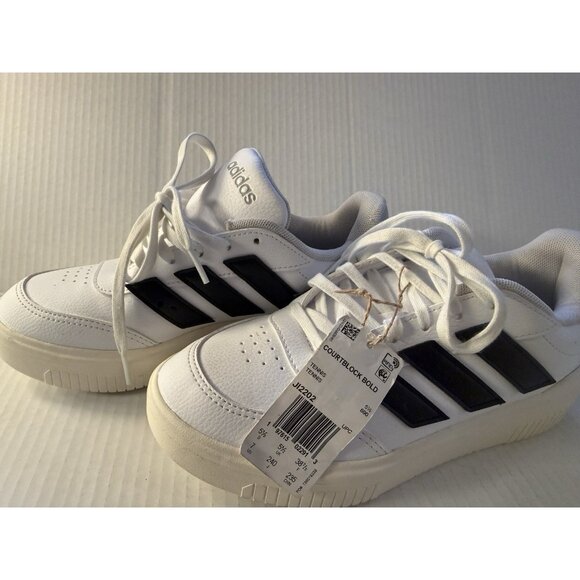 Adidas Courtblock Women's 7 Tennis Leather Shoes White Black New With Tags - Picture 1 of 10